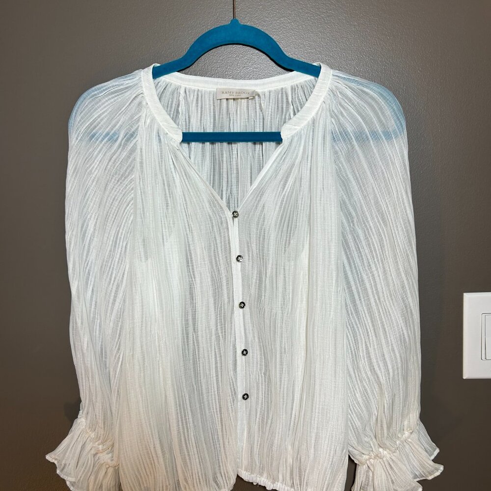 RAMY BROOK Arielle Puff Sleeve Blouse – White Size S/P